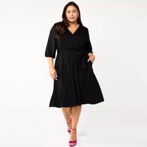 Draper James Black Faux Wrap Dress Size XXL